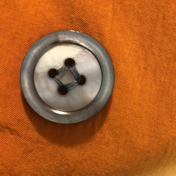 VINTAGE’80s Anne Klein II Size Medium 100% Silk Vivid Orange Longline Blazer - Picture 9 of 16